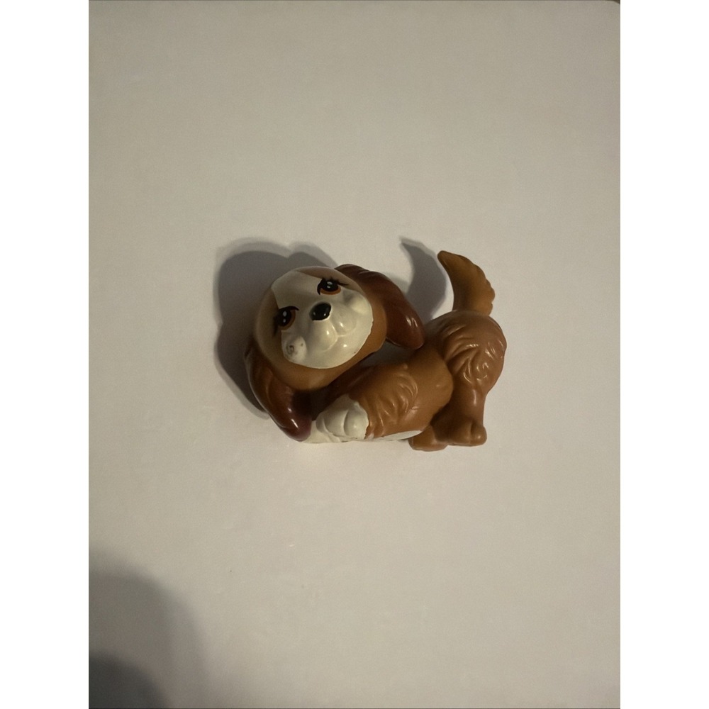 VINTAGE 1992 KENNER LPS LITTLEST PET SHOP BROWN WHITE PUPPY PLAYFUL PUPPIES DOG